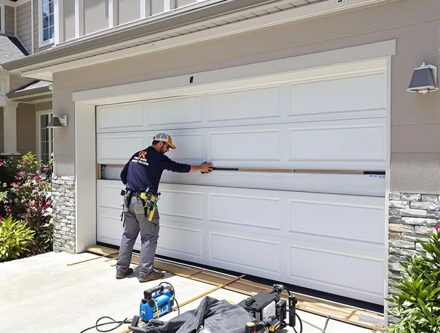 Glendora Garage Door Repair team performing complete garage door replacement at Glendora residence