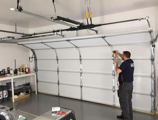 Glendora Garage Door Repair certified technician performing overhead door system repair in Glendora